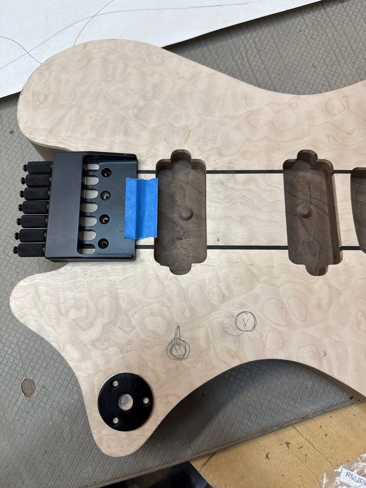 Fitting the bridge and controls on a custom guitar body