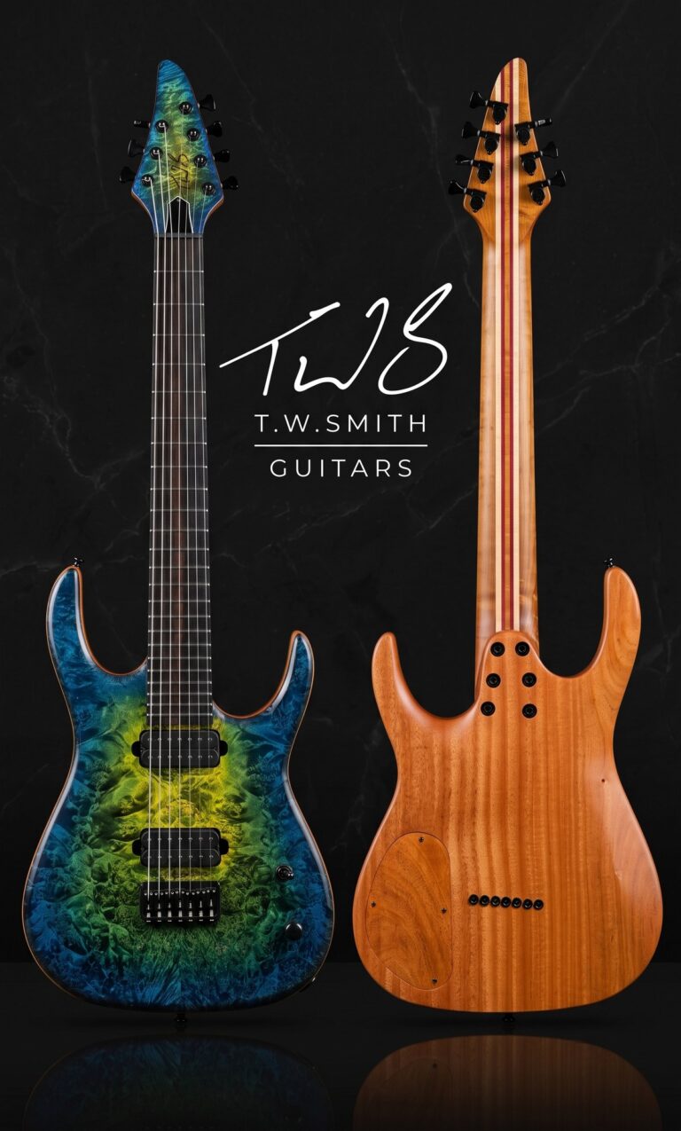 T.W. Smith Apex custom guitar body shape - studio front and back view