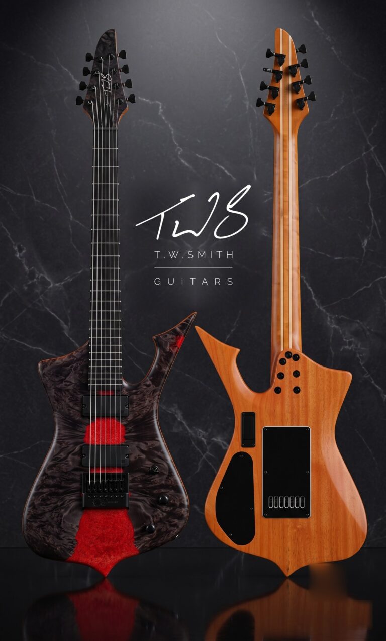 T.W. Smith BTMN custom guitar body shape - studio front and back view