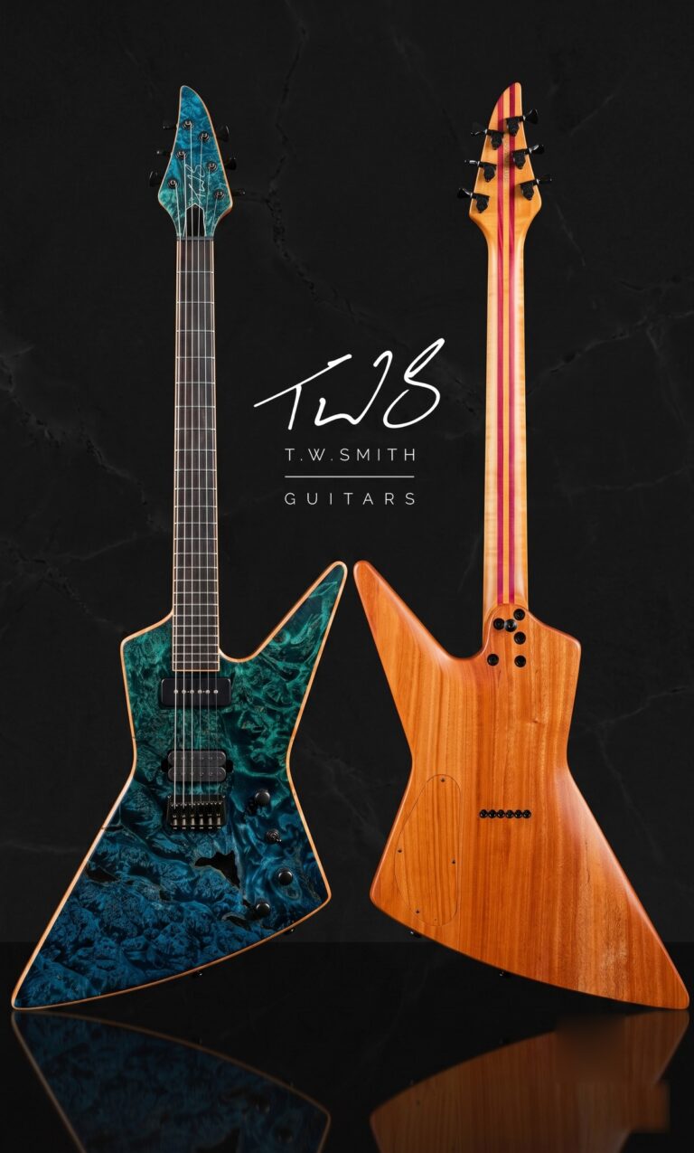 T.W. Smith Challenger custom guitar body shape - studio front and back view