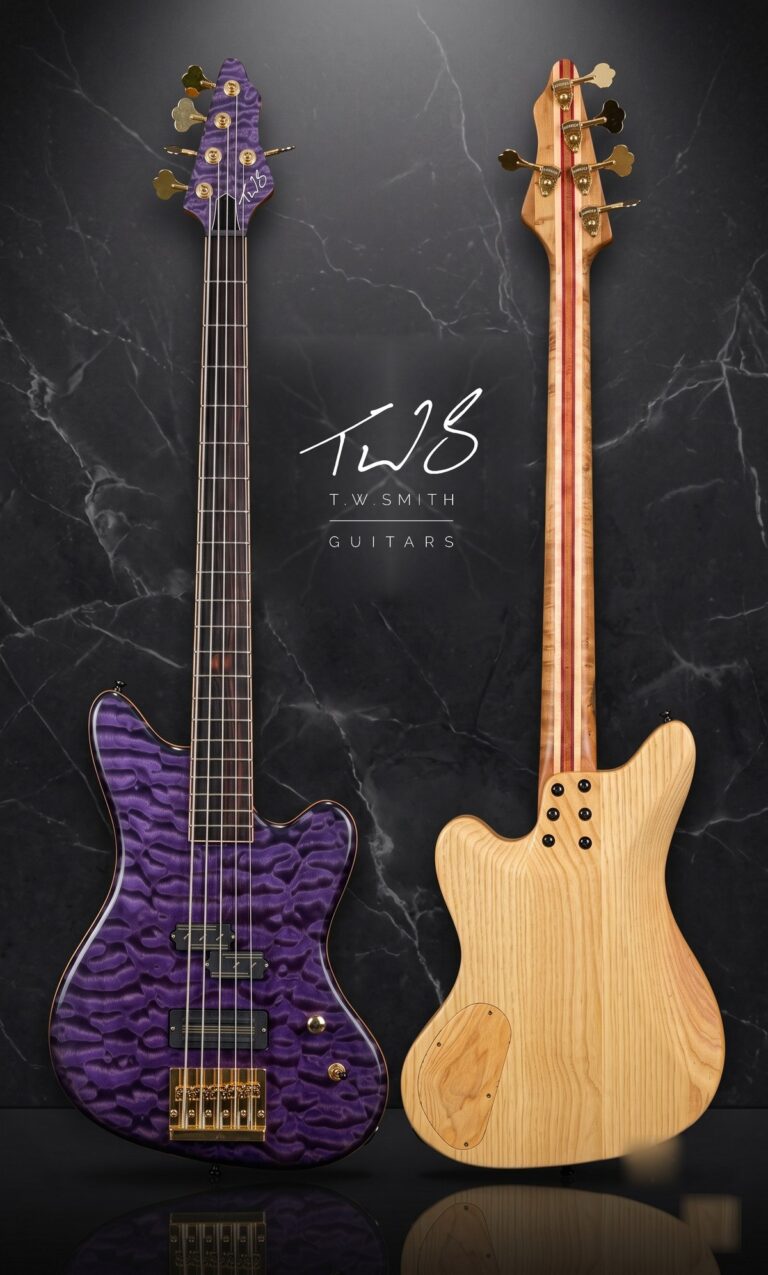 T.W. Smith Cooper custom bass body shape - studio front and back view