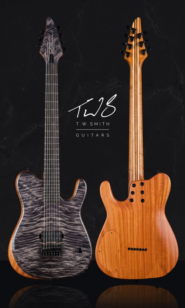 T.W. Smith Talia custom guitar body shape - studio front and back view
