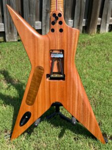 T.W. Smith TK 6 custom guitar, green maple burl top — back